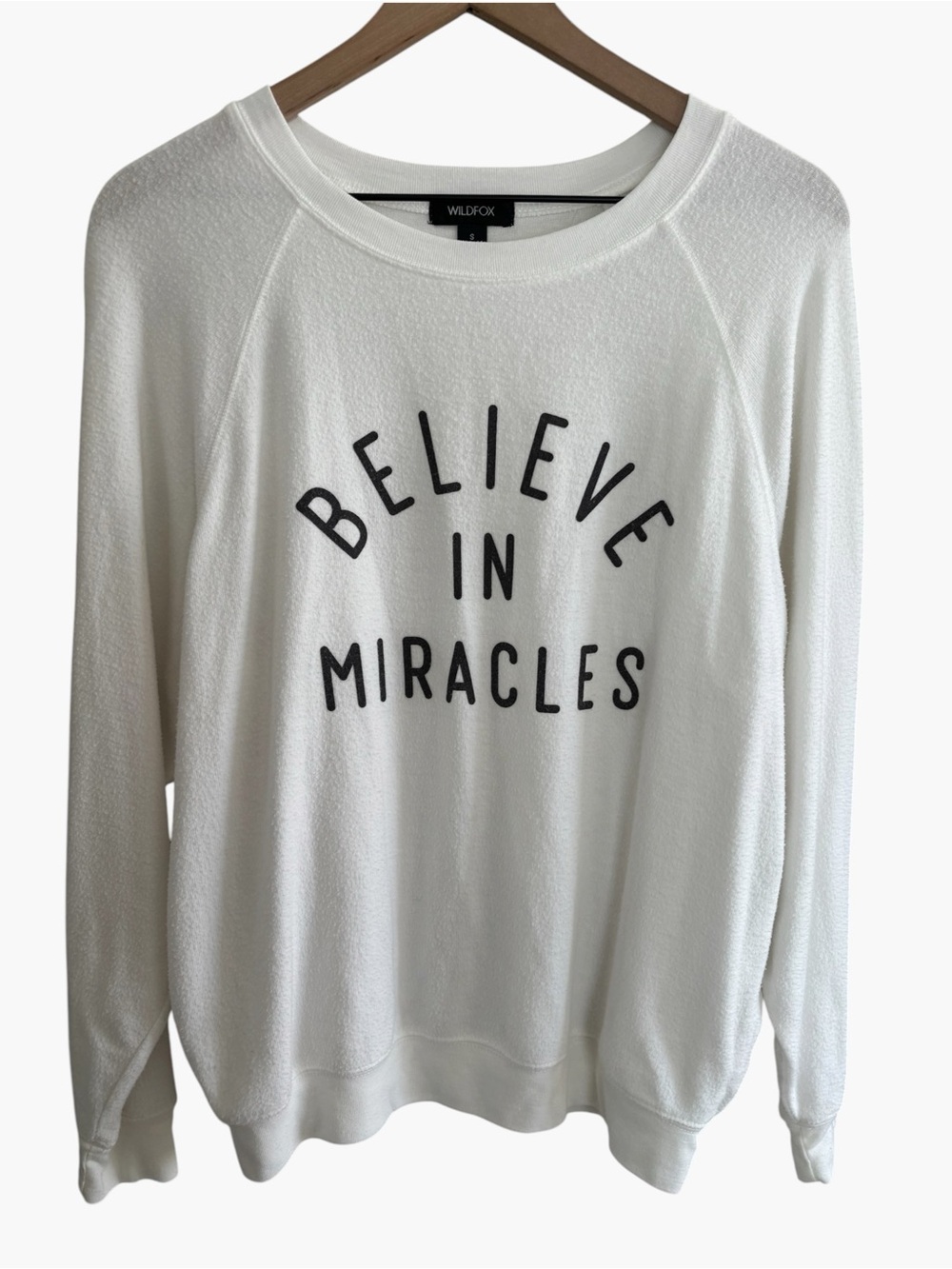 Wildfox Believe In Miracles Graphic Sweatshirt Pullover Cozy Fleece White Small